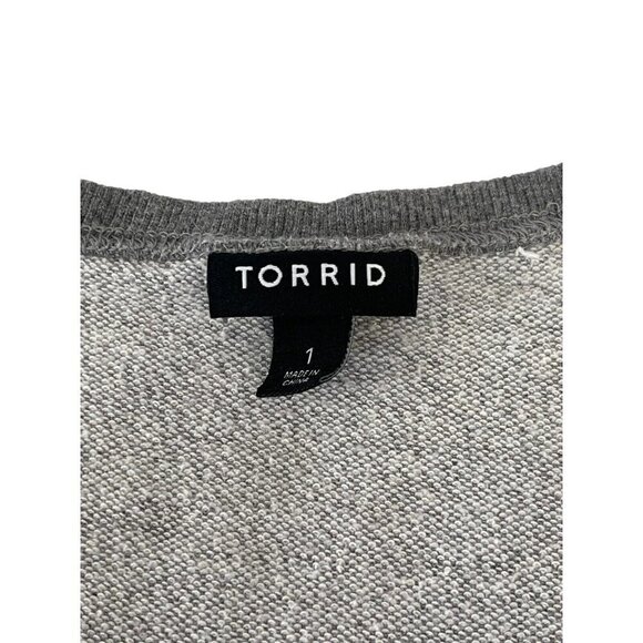 Torrid Womens Size 1 or 1X Snake Heart Grey Terry Split Neck Sweatshirt - Picture 5 of 8
